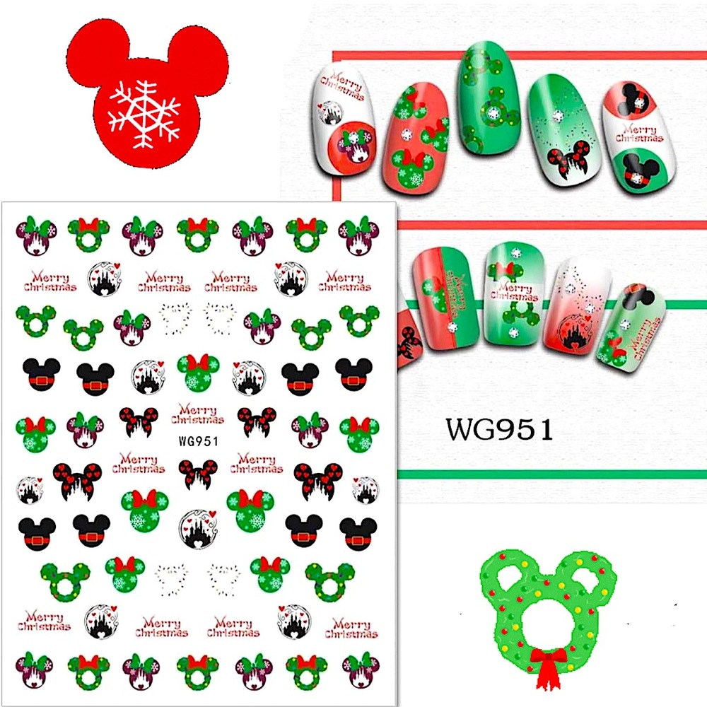 💌 BO/GO$6 Christmas Mickey Christmas Nail Stickers
